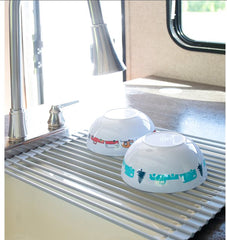 Égouttoir à vaisselle enroulable