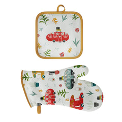 "Bohemian summer" mitten and trivet set