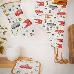 "Bohemian summer" mitten and trivet set