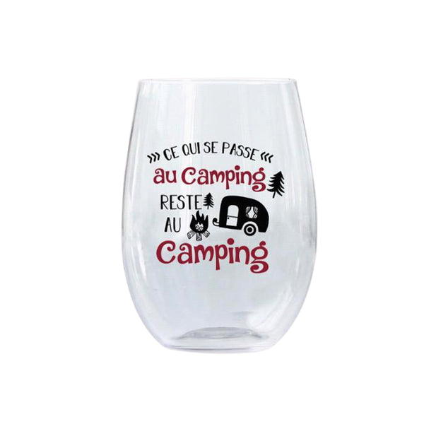 "What happens at the campsite stays at the campsite" wine cup