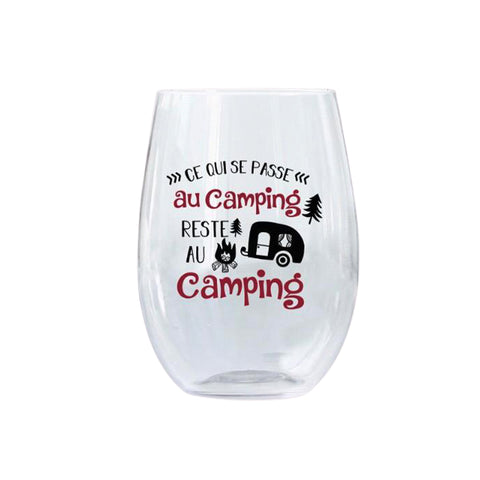 Coupe à vin "Ce qui se passe au camping reste au camping"